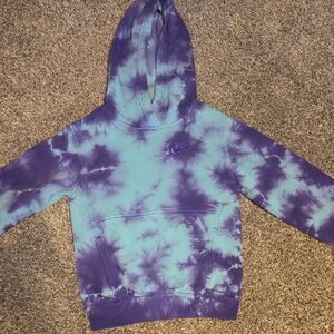 Nike Small Kids Aqua and Purple Tye-Dye Hoodie